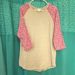 Grey Baseball Tee w/ 3/4 Length Sleeves